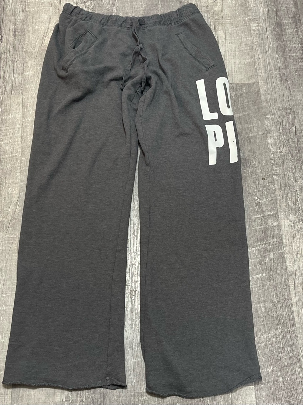 Pink Victoria's Secret Sweatpants Womens Heather Gray Logo Cotton Wide Leg SP